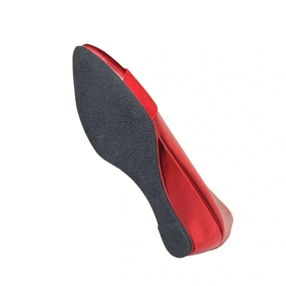 ANGEL STEPS | Metallic Red Dressy Pointed Slip-on Comfortable Wedge Size 6 - Picture 7 of 7